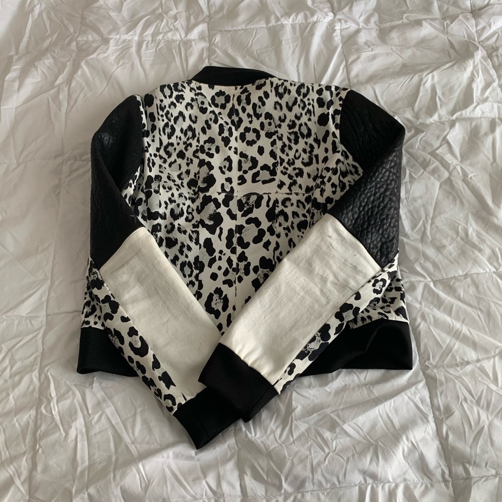 Nicholas Leopard Print Leather Combo Bomber - image 8